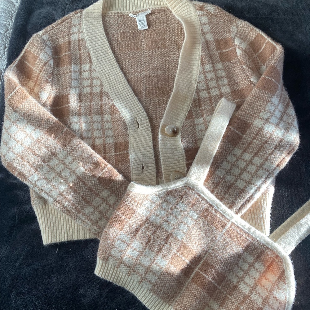 Plaid sweater with matching tank top!